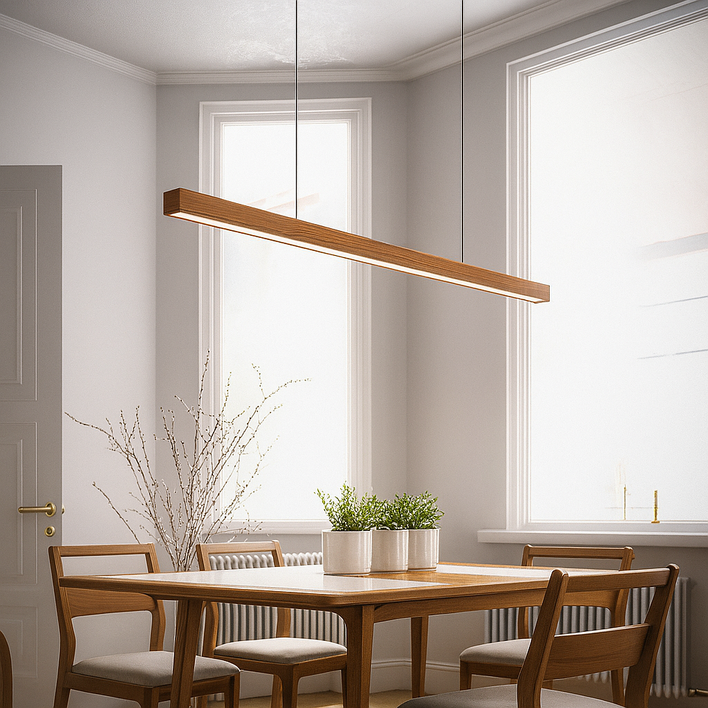 Hanglamp Hout LED Keukeneiland Verstelbaar Eethoek Bar Sfeervol Scandinavisch Design Warm Licht Dimbaar | Sansoti