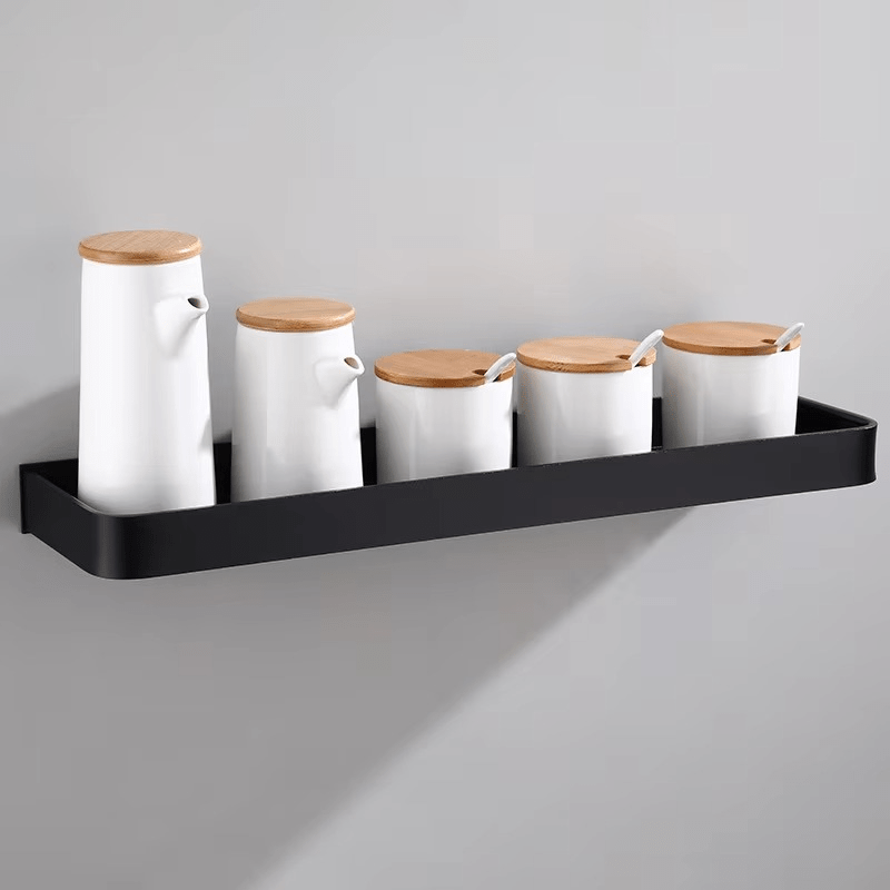 Wandplankje Doucherek met Zelfklevende Montage zonder Boren Roestvrij Staal ABS 30-50 cm Zwart Wit met of zonder Handdoekhaak | Sansoti