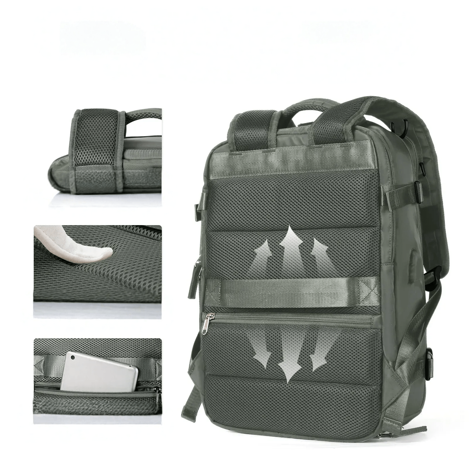 Waterbestendige Reistas met USB-Oplaadpoort — Laptop Rugzak 35L Nylon met Gescheiden Vakken Nat & Droog | Sansoti