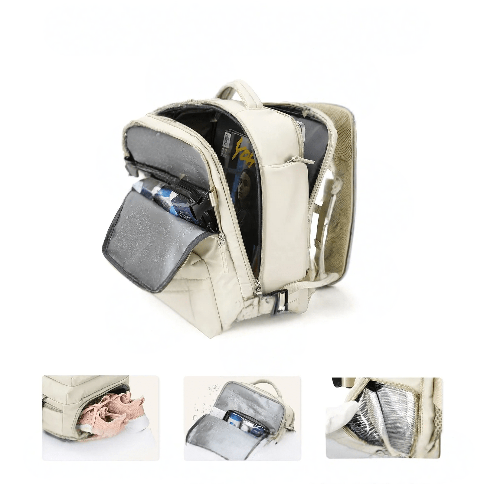 Waterbestendige Reistas met USB-Oplaadpoort — Laptop Rugzak 35L Nylon met Gescheiden Vakken Nat & Droog | Sansoti