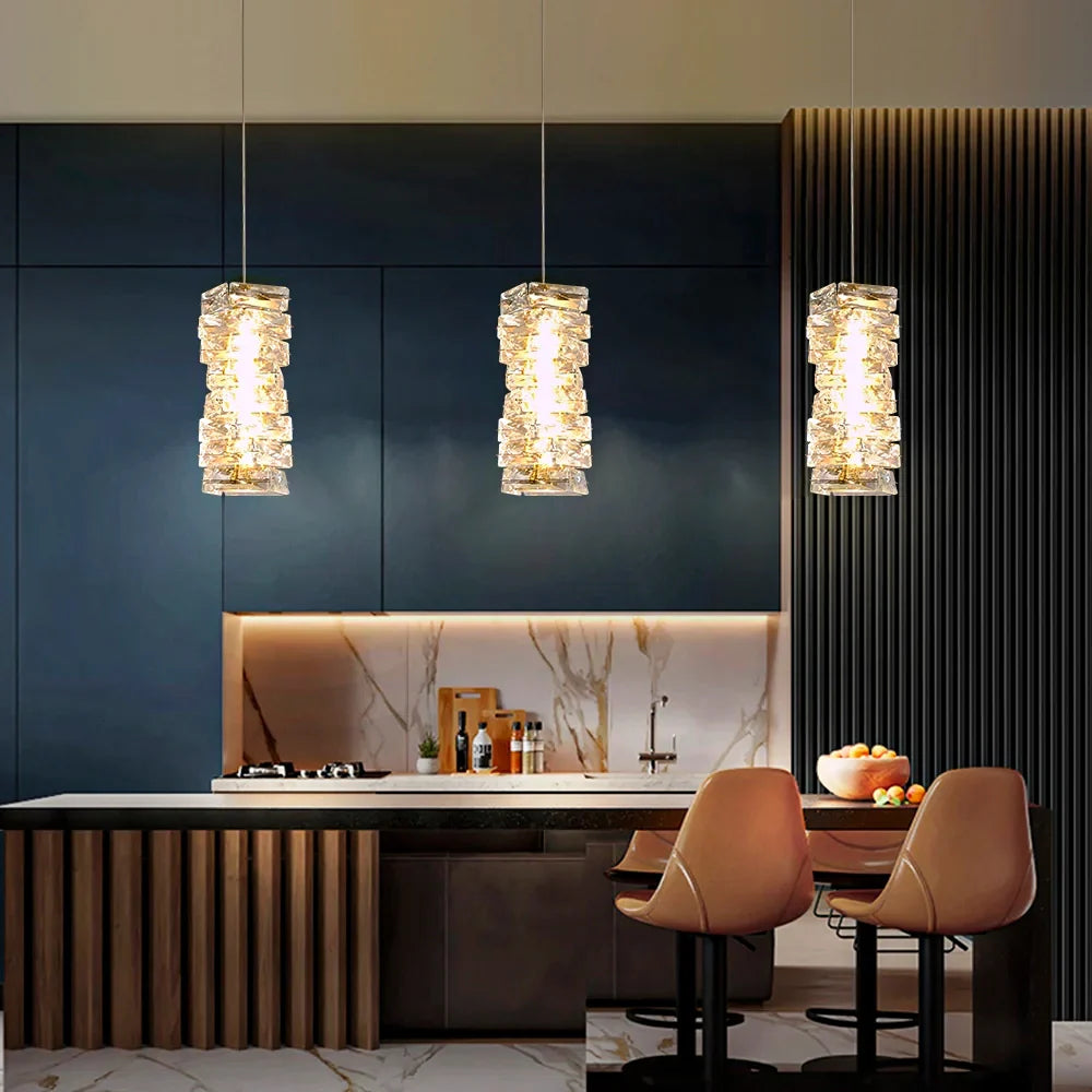 Hanglamp Kristal Gestapeld Ijsblok LED Goud Chroom Sfeerlamp Bar Eetkamer Modern | Sansoti