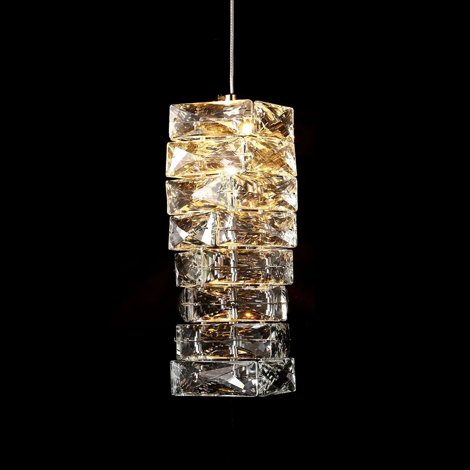 Hanglamp Kristal Gestapeld Ijsblok LED Goud Chroom Sfeerlamp Bar Eetkamer Modern | Sansoti