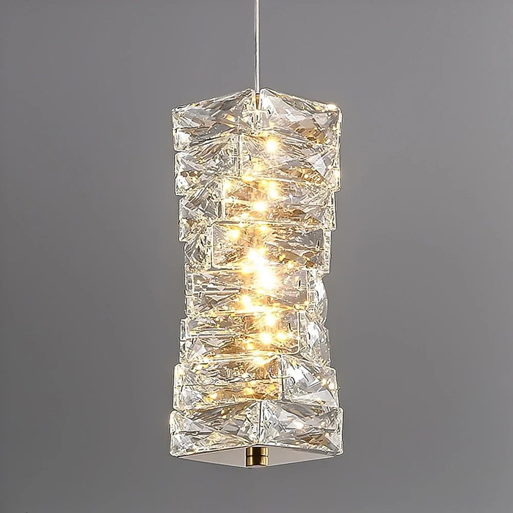 Hanglamp Kristal Gestapeld Ijsblok LED Goud Chroom Sfeerlamp Bar Eetkamer Modern | Sansoti
