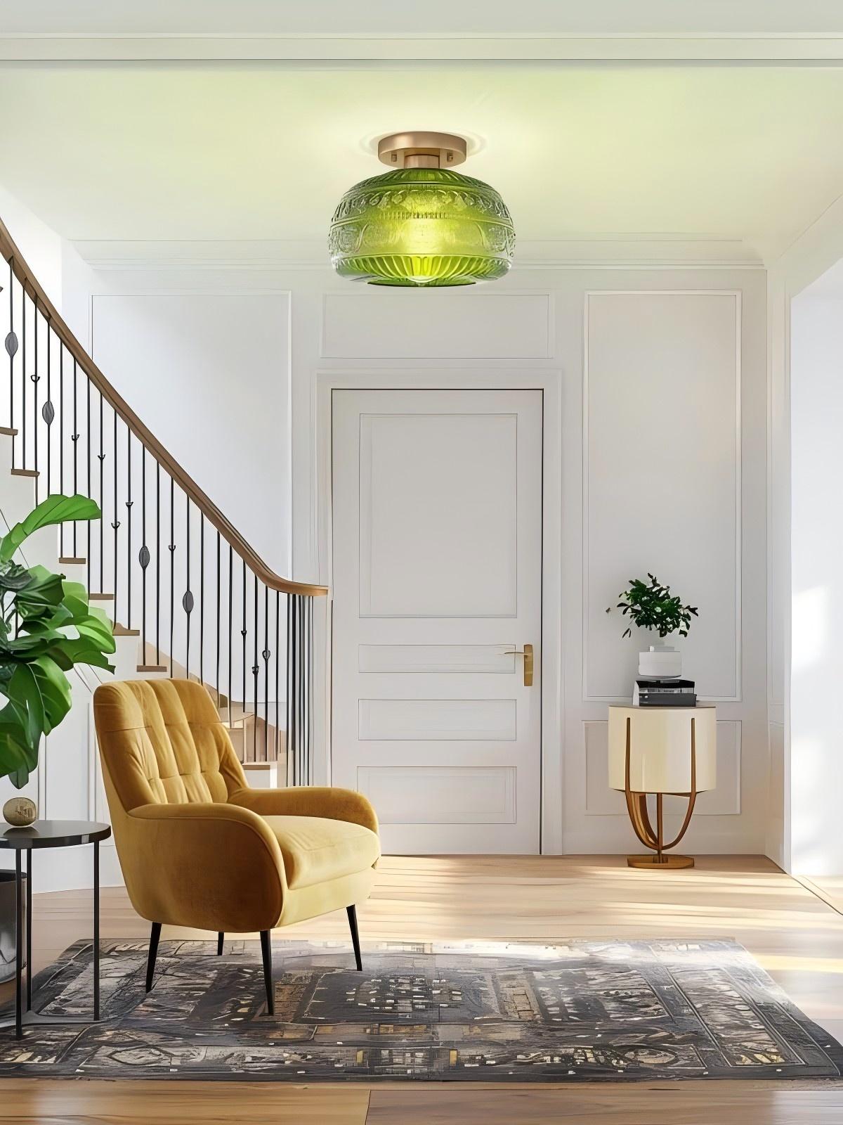 Glazen Bol Plafondlamp Getextureerd Glas Semi-Flush Verlichting voor Elke Ruimte | Sansoti