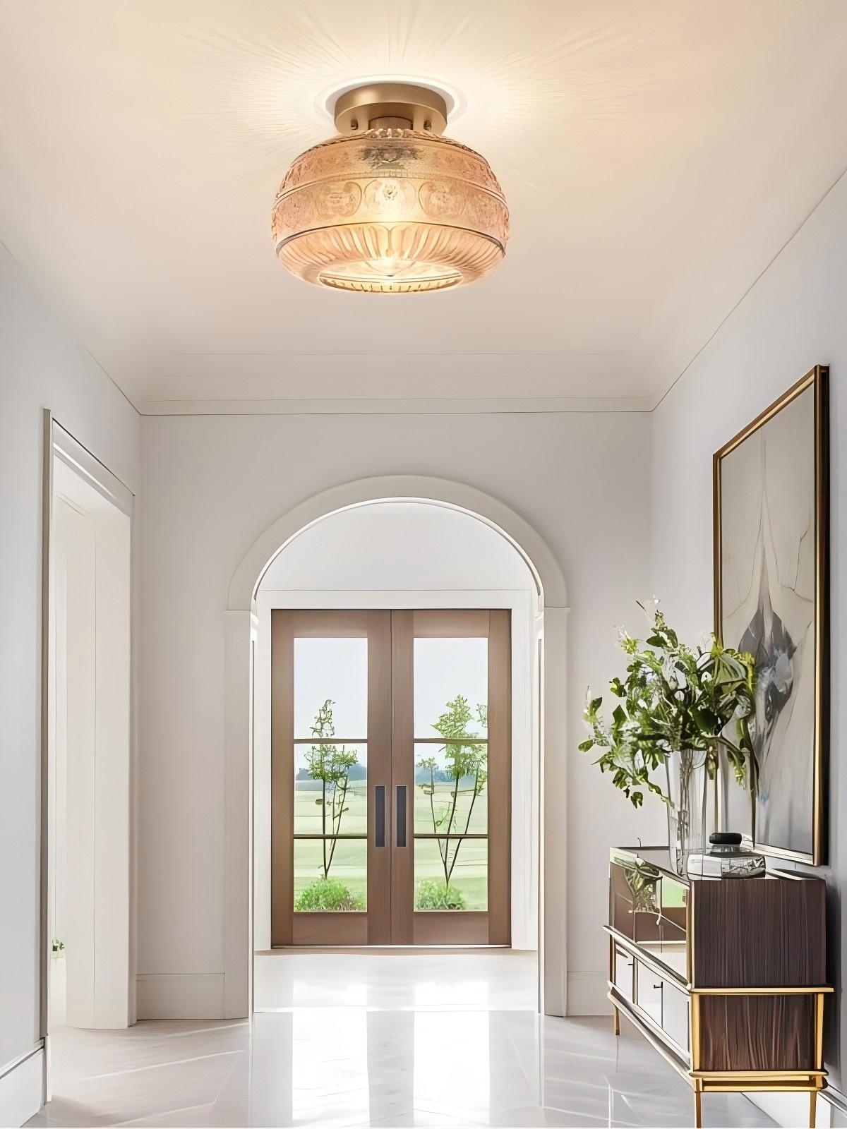 Glazen Bol Plafondlamp Getextureerd Glas Semi-Flush Verlichting voor Elke Ruimte | Sansoti