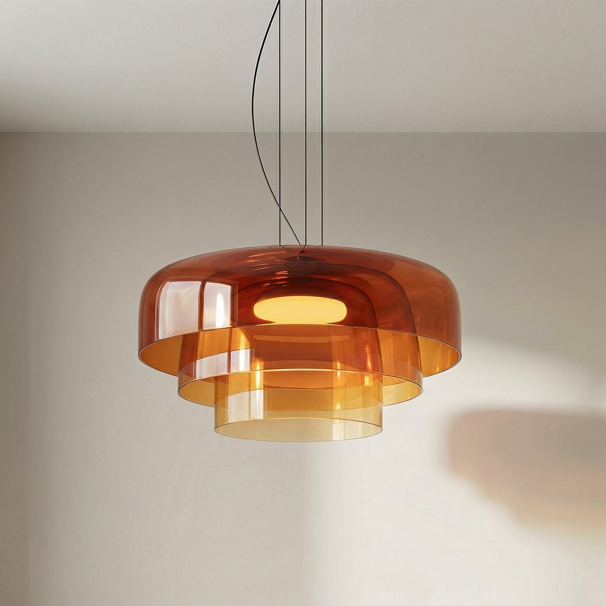 Suspension en verre soufflé à la main, design organique Ø42cm, lumière blanc chaud, salle à manger, îlot de cuisine, fabrication artisanale | Sansoti