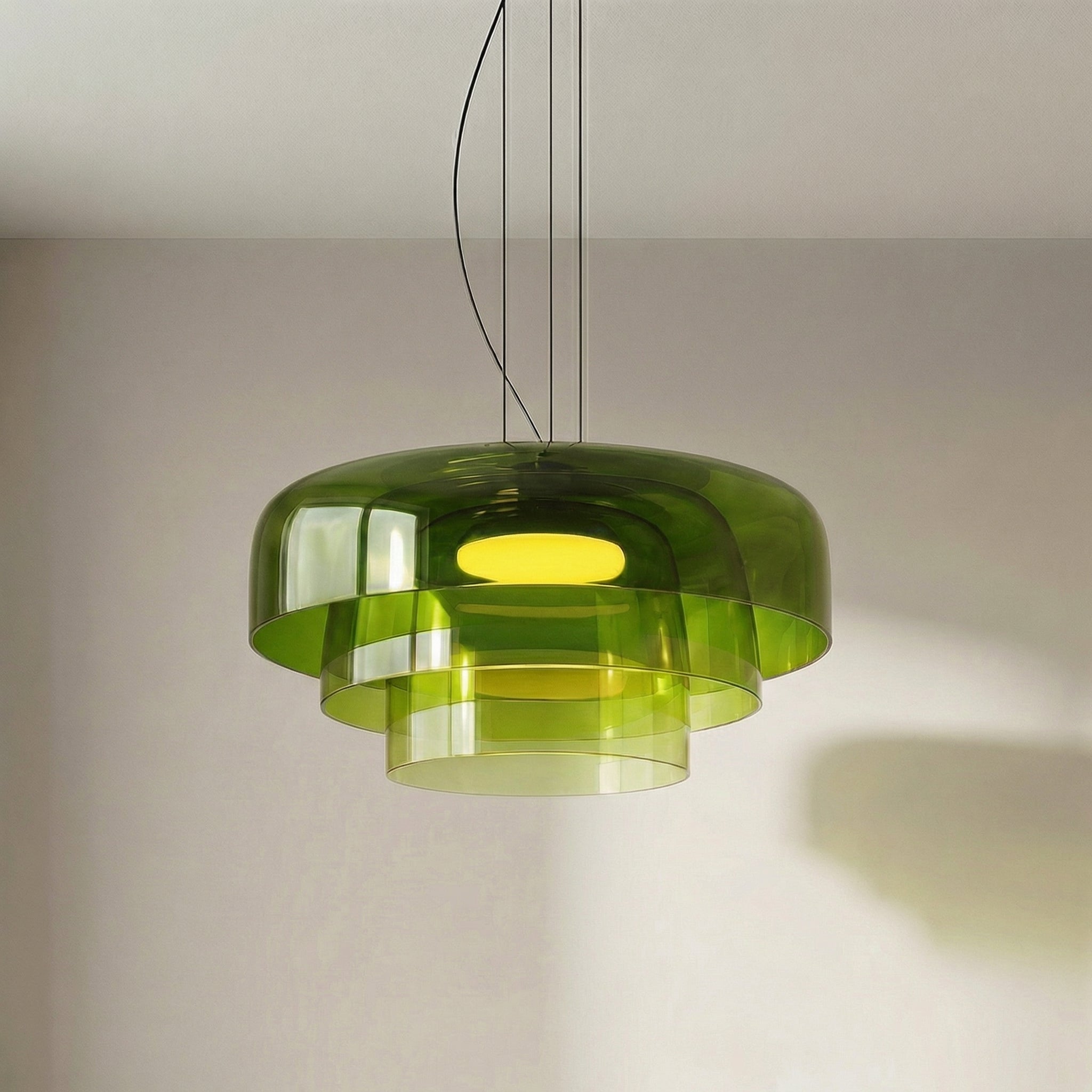 Suspension en verre soufflé à la main, design organique Ø42cm, lumière blanc chaud, salle à manger, îlot de cuisine, fabrication artisanale | Sansoti