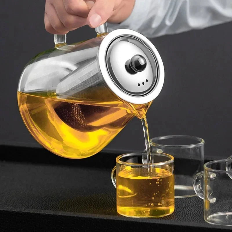 Glazen Theepot met RVS Theezeef 550ml 950ml 1300ml Hittebestendig Borosilicaatglas Transparant Thee Zetten | Sansoti