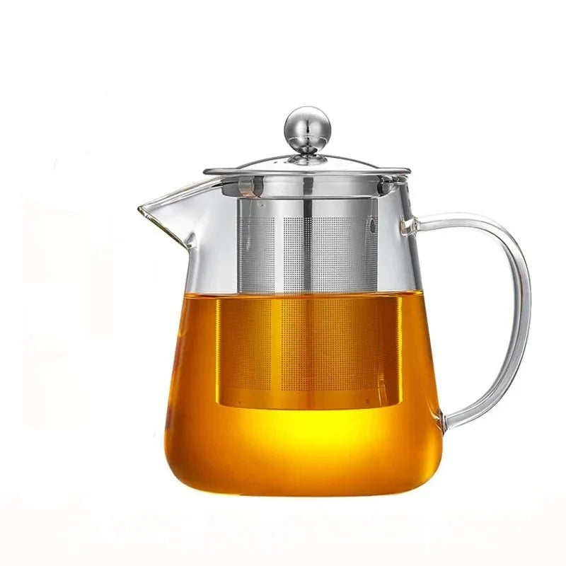 Glazen Theepot met RVS Theezeef 550ml 950ml 1300ml Hittebestendig Borosilicaatglas Transparant Thee Zetten | Sansoti