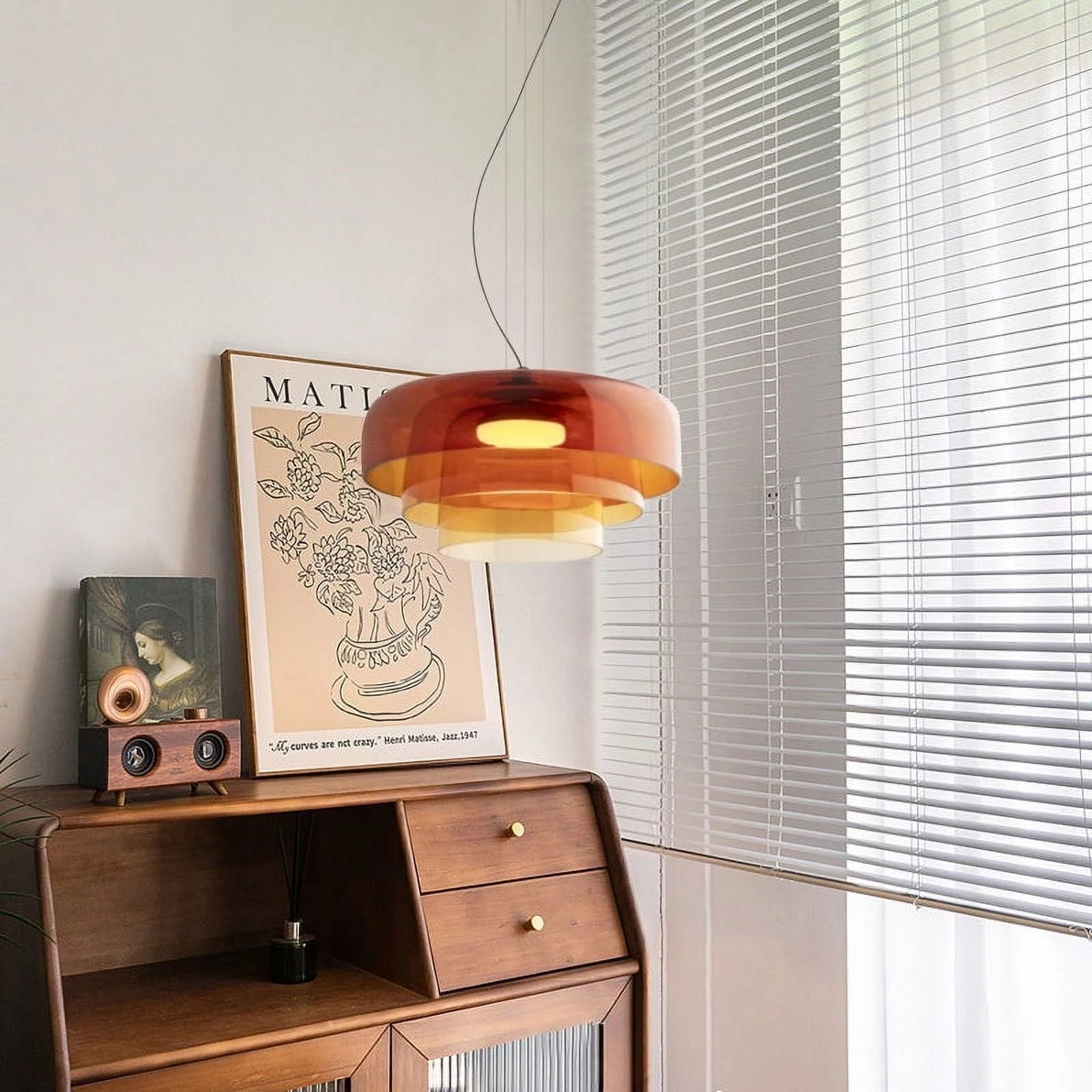 Hängelampe Glas Nordisches Design Geschichtet 1 2 3 Stufen Orange Grün Grau Esszimmer Küche Wohnzimmer Pendelleuchte Warmes Licht LED Einstellbar