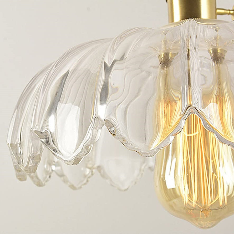 Hanglamp Glas Vintage Bloem Groen Koper 25cm Pendellamp Retro Woonkamer Eetkamer Romantisch | Sansoti