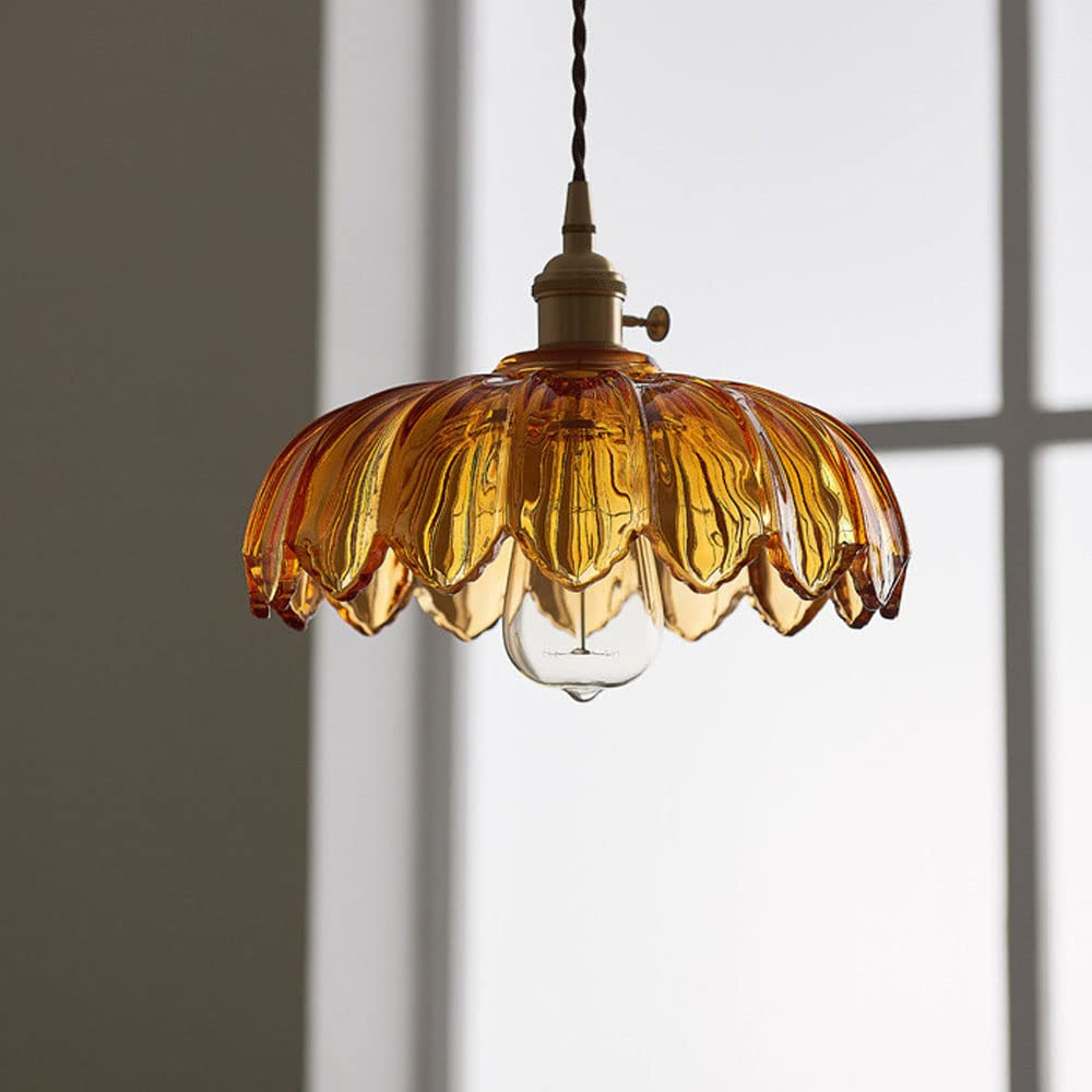 Hanglamp Glas Vintage Bloem Groen Koper 25cm Pendellamp Retro Woonkamer Eetkamer Romantisch | Sansoti
