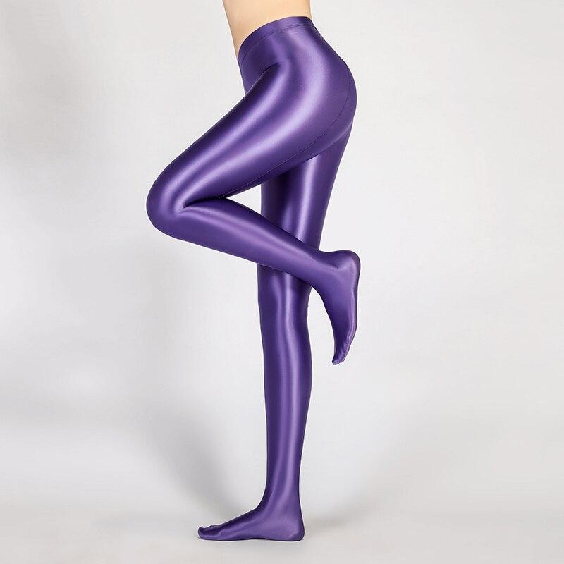 Glanzende High Waist Legging Dames Elastisch Ondoorzichtig Sportlegging Yoga Fitness Zwart Bruin Grijs | Sansoti
