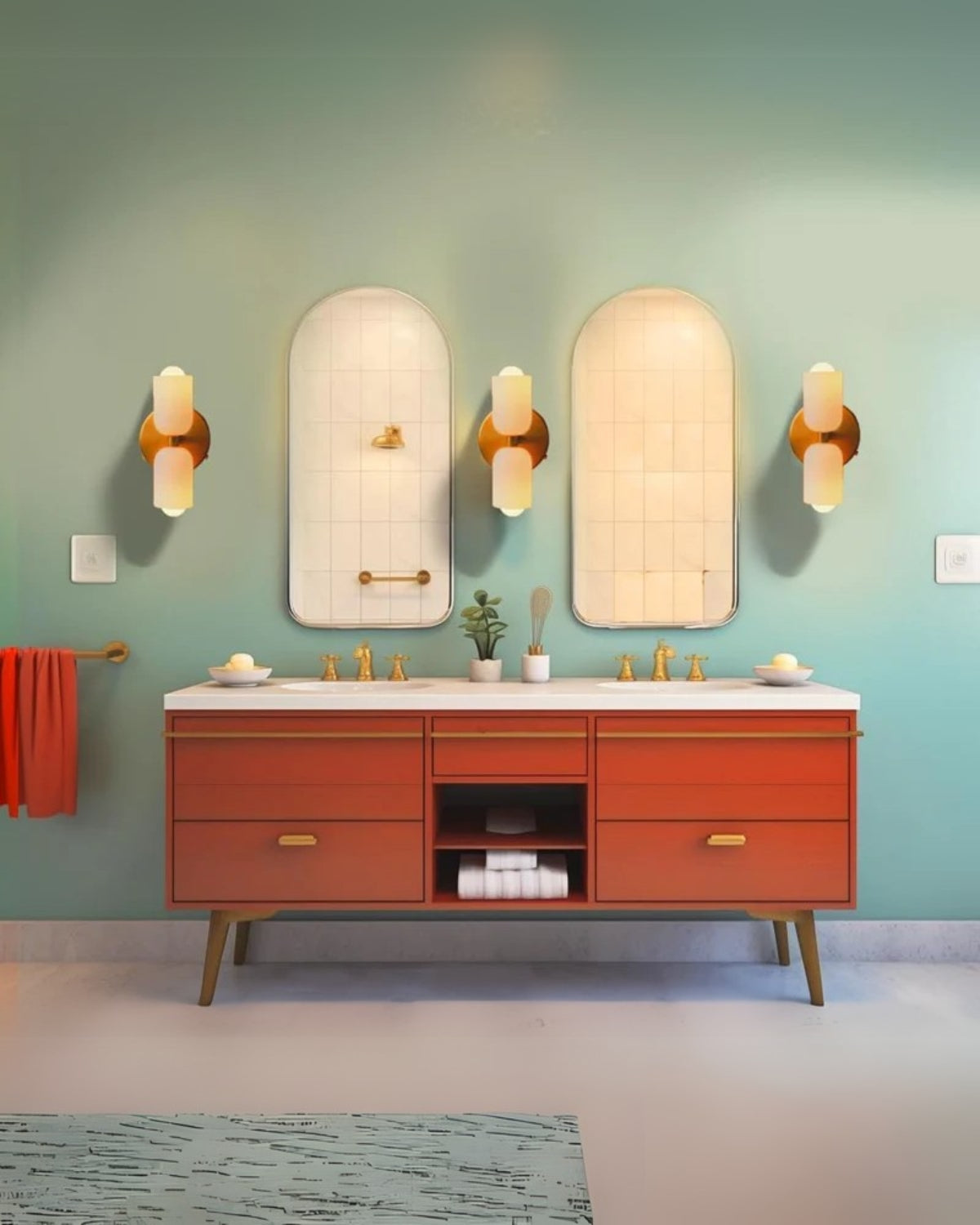 Restfield | Applique murale avec double abat-jour en verre pour chambre et salon – Éclairage mural E27