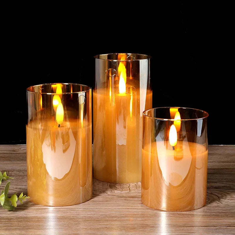 Wireless LED Candle Set of 3 Flame Effect Remote Control Timer Warm White Ambient Lighting Living Room Decoration | Sansoti