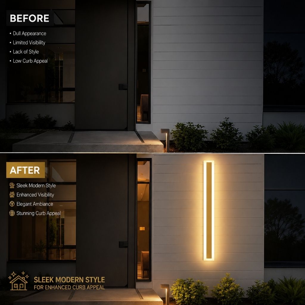 LED-Außenwandlampe Gold IP65 Wasserdicht Dimmbar 30–120 cm Lineares Design Moderne Fassadenbeleuchtung Gartenbeleuchtung Terrasse | Sansoti