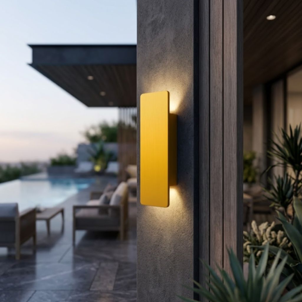 Aluminium-Wandleuchte in Goldoptik, IP65 wasserdichte LED-Außenbeleuchtung für Garten, Balkon und Terrasse, 6 W, 18 W, 24 W | Sansoti