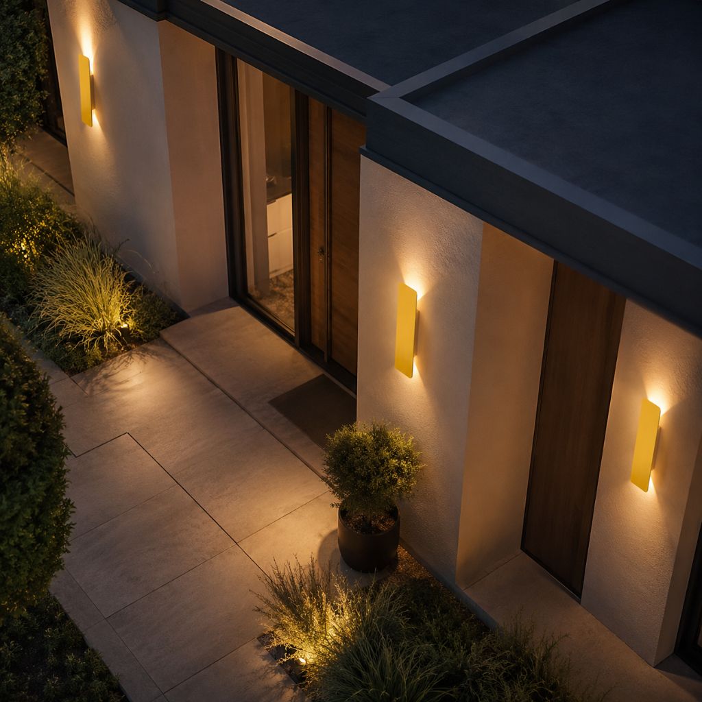 Aluminium-Wandleuchte in Goldoptik, IP65 wasserdichte LED-Außenbeleuchtung für Garten, Balkon und Terrasse, 6 W, 18 W, 24 W | Sansoti