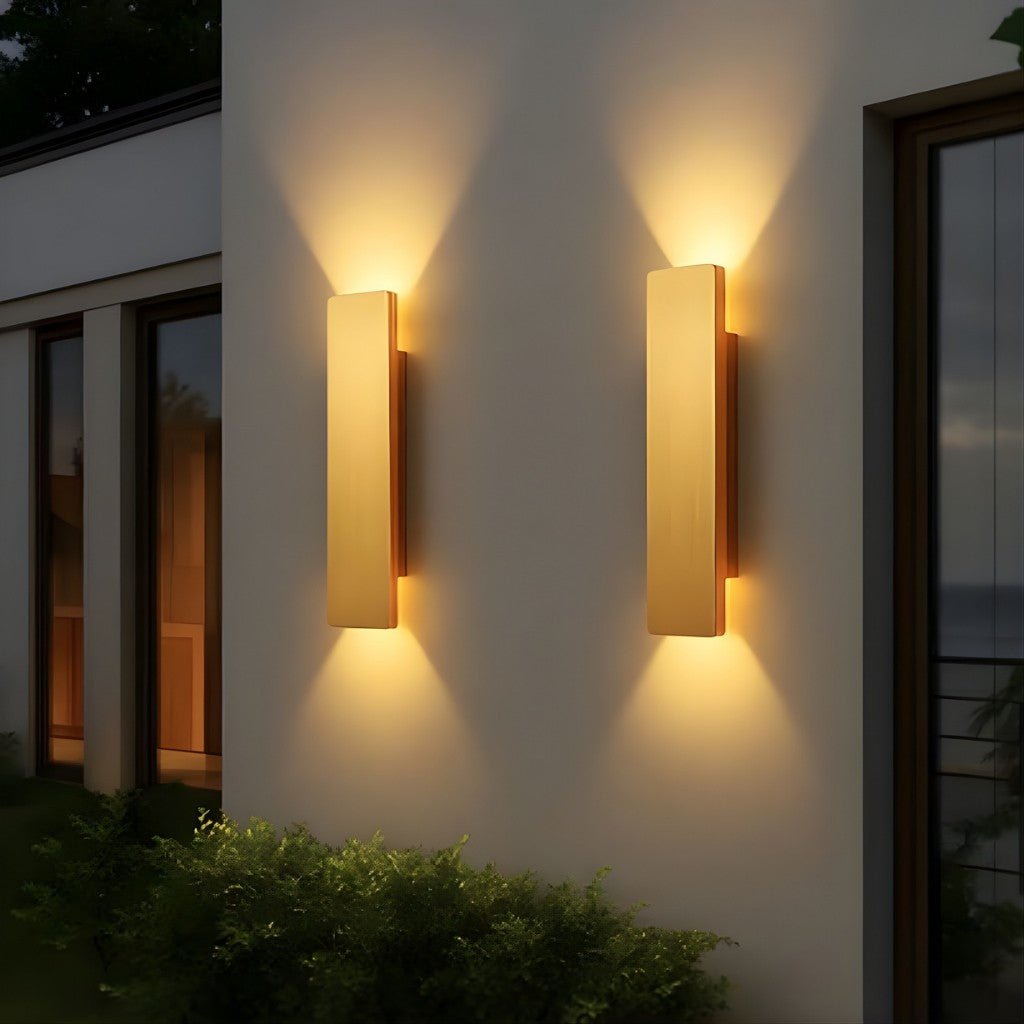 Aluminium-Wandleuchte in Goldoptik, IP65 wasserdichte LED-Außenbeleuchtung für Garten, Balkon und Terrasse, 6 W, 18 W, 24 W | Sansoti