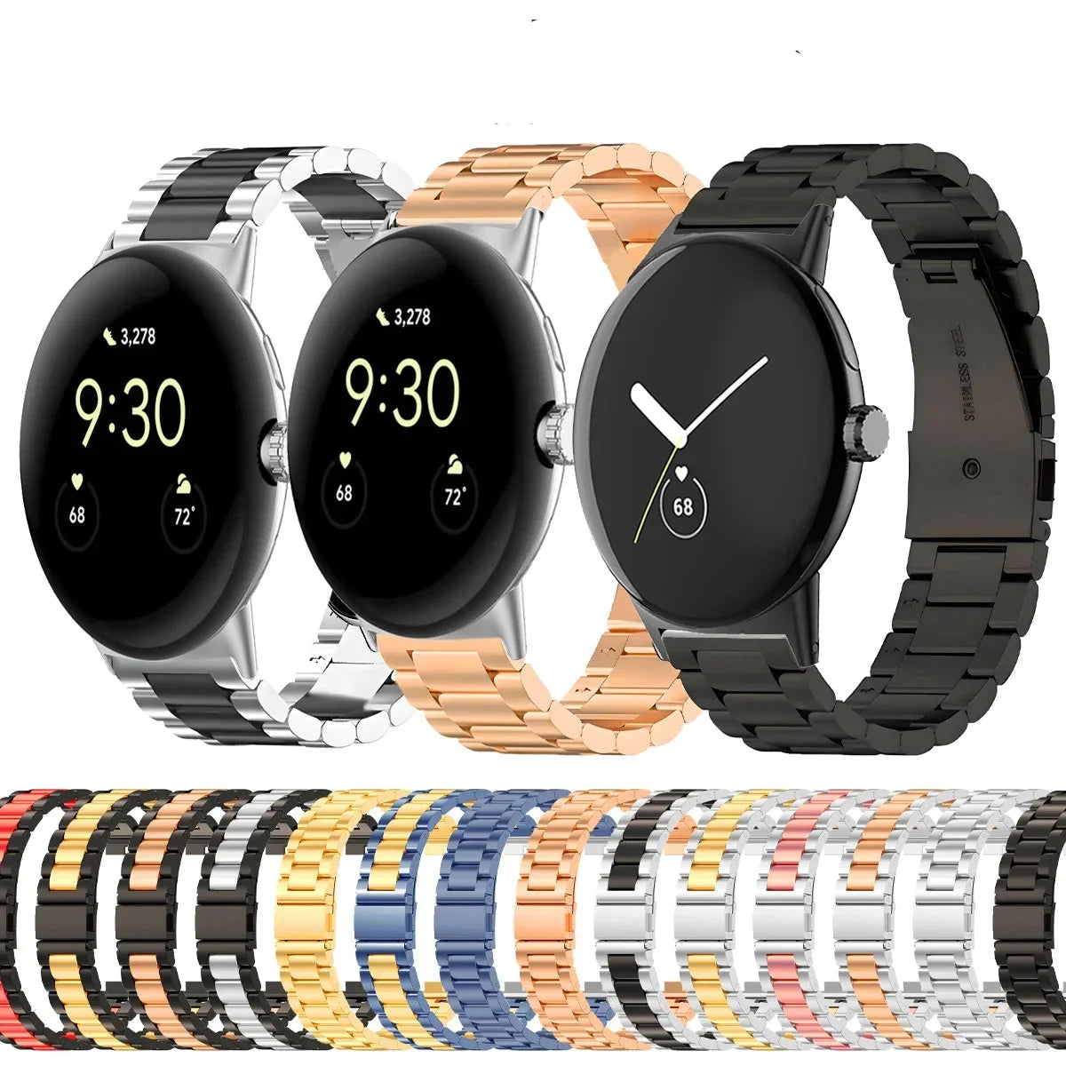 Smartwatch-Armband aus Edelstahl mit verstellbaren Gliedern für 41-mm- und 45-mm-Uhren, eleganter Stil | Sansoti