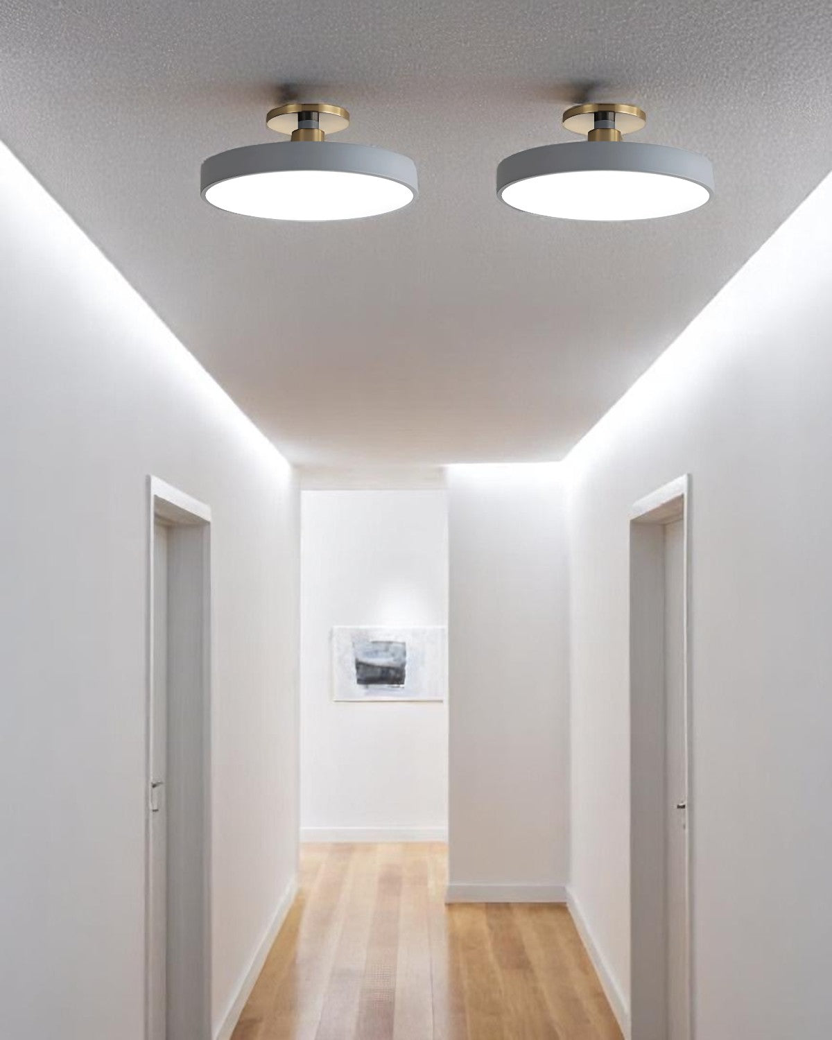 Moderne runde Deckenleuchte mit Gold-Detail und Acryl-Diffusor – minimalistische Semi Flush Design-Beleuchtung für Wohnzimmer und Schlafzimmer | Restfield