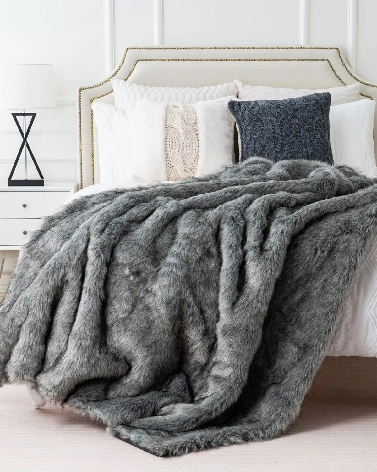 Imitatiebont Plaid 127x152cm of 150x200cm Wit Bruin Grijs Goud Scandinavische Woonkamer Slaapkamer Decoratieve Luxe Zachte Textiel Premium Woondeken | Sansoti