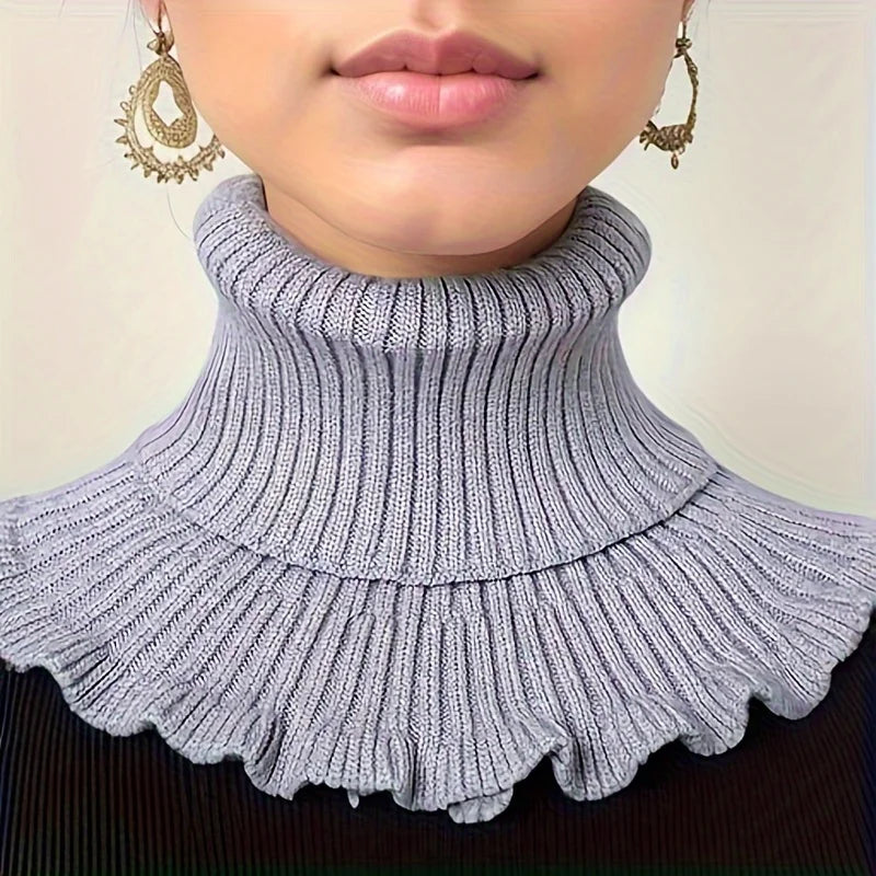 Écharpe tube tricotée pour femme avec bord plissé, extensible, coupe-vent, chaude, en imitation daim de cerf, tour de cou de 60 cm | Sansoti