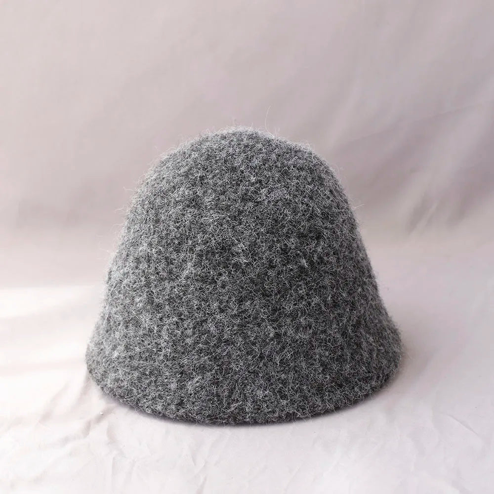 Wool Bucket Hat for Women Fisherman Hat Winter Warm Wool Texture Foldable Retro Vintage Style Casual Hat | Sansoti