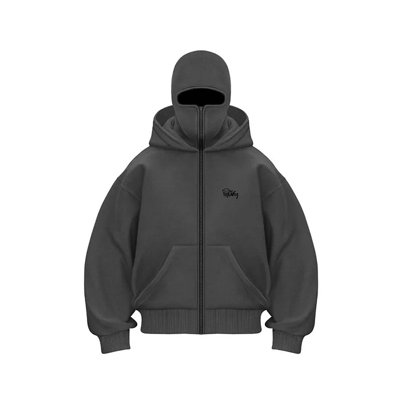 Ritshoodie met Geïntegreerd Balaclava Masker – Warme Wintertrui met Rits voor Outdoor Sport en Activiteiten | Sansoti