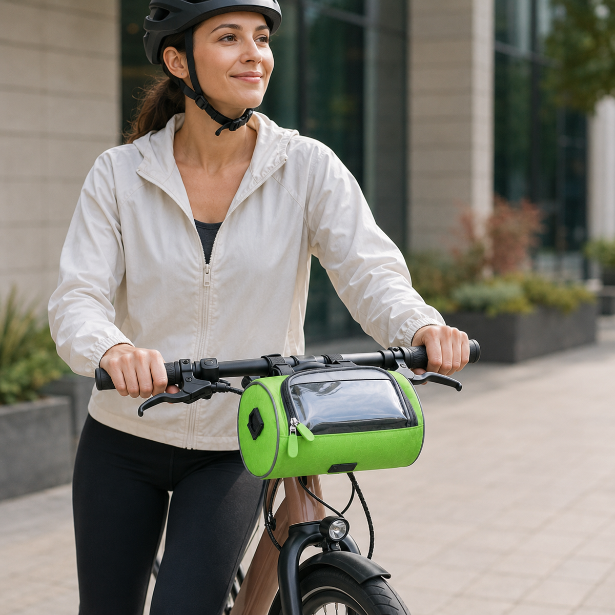 Fahrrad-Lenkertasche mit Handyfenster, wasserdicht, schwarz-blau, Touchscreen-Schutz, sicher unterwegs mit dem Fahrrad | Sansoti