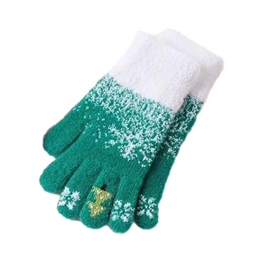 Convertible Knitted Fingerless Gloves Fleece-Lined Winter Mittens Warm Festive Women Men | Sansoti