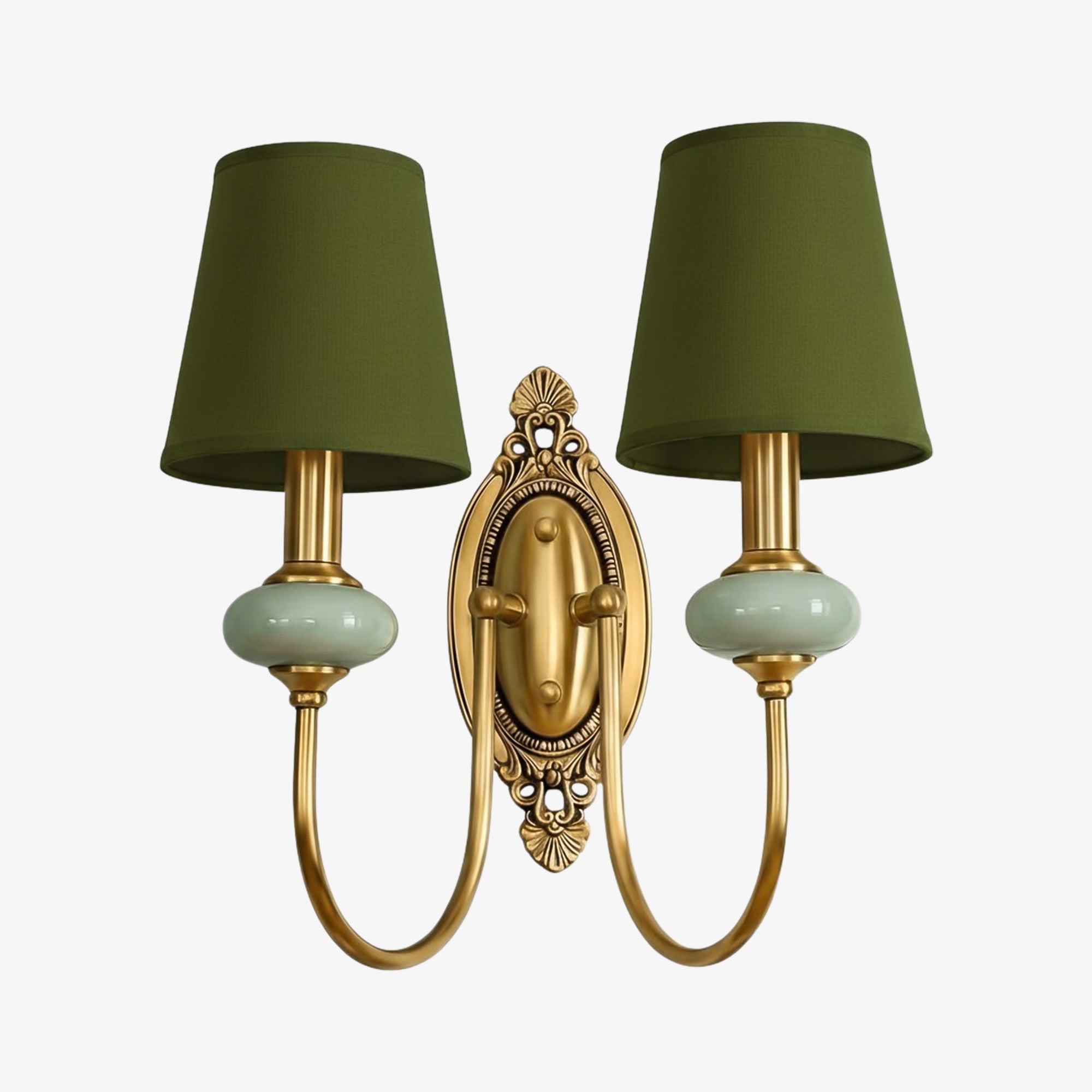 Keramische wandlamp met stoffen kap - 1 of 2 lichtpunten - E27 - diverse kleuren & stijlen | Sansoti