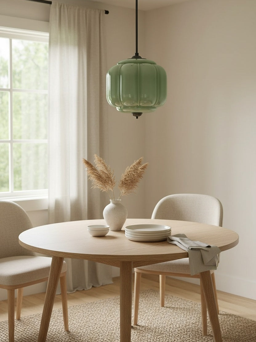 Vintage Kroonluchter met Crèmekleurige Glazen Kappen – Hanglamp in Retro-Stijl voor Eetkamer & Woonkamer | Sansoti