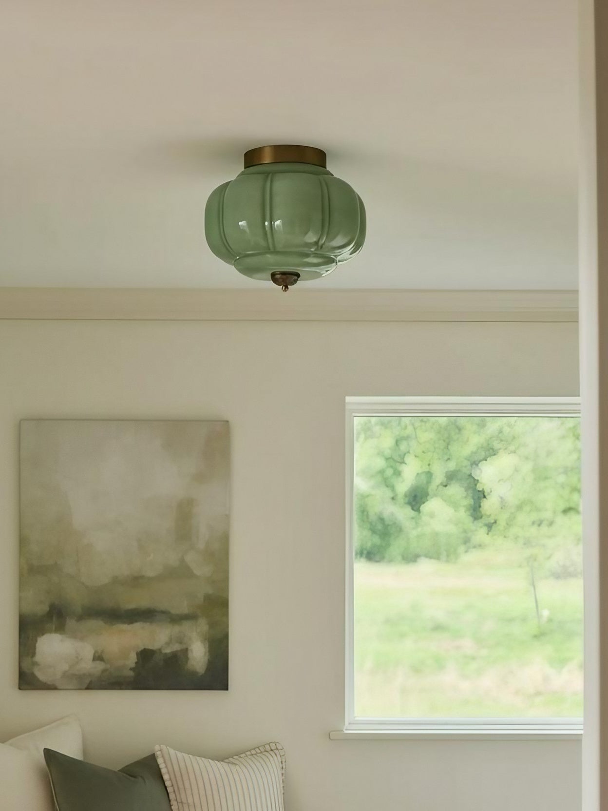 Retro Plafondlamp met Melkglazen Kap – Verfijnde Semi-Flush Mount Verlichting voor Moderne Interieurs | Sansoti