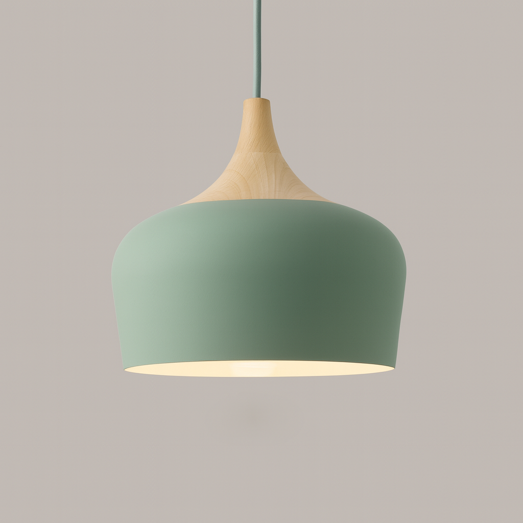 Hängelampe Pastell Aluminium Holz Retro Kuppel Kugel E27 Kinderzimmer Wohnzimmer | Restfield