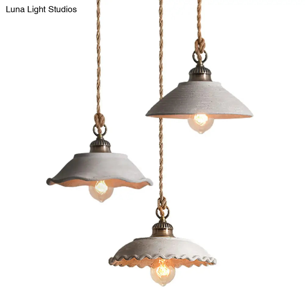 Betonowa lampa wisząca, szara, do jadalni, minimalistyczny design, oświetlenie sufitowe, skandynawskie, industrialne, E27 | Sansoti
