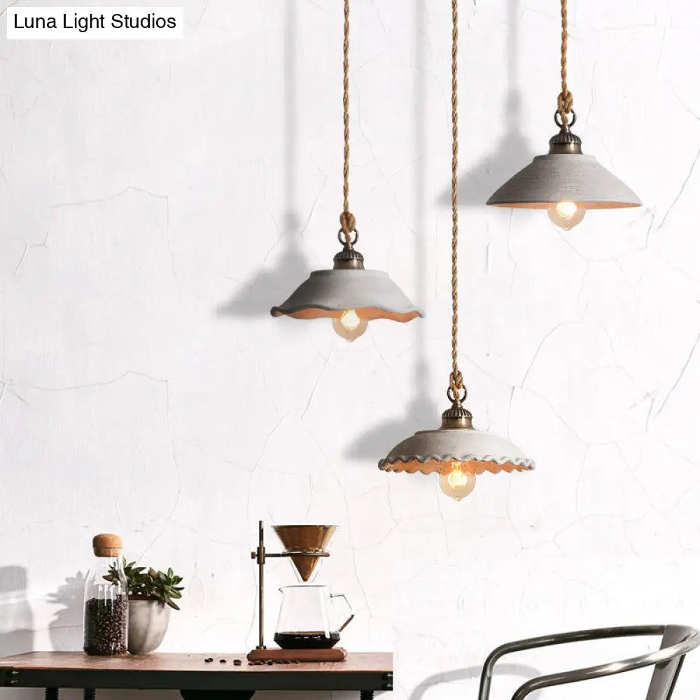 Betonowa lampa wisząca, szara, do jadalni, minimalistyczny design, oświetlenie sufitowe, skandynawskie, industrialne, E27 | Sansoti