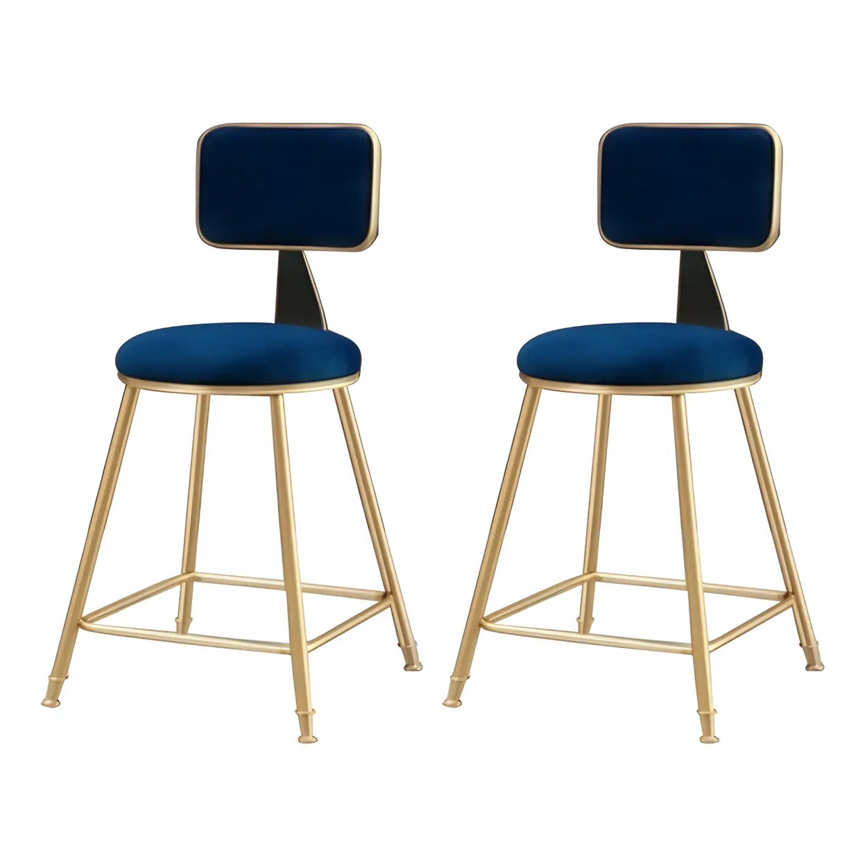 Tabouret de Bar en Velours Luxe avec Dossier et Piètement Métallique Doré – Chaise de Bar Glamour Moderne pour Îlot de Cuisine et Bar à Domicile | Restfield