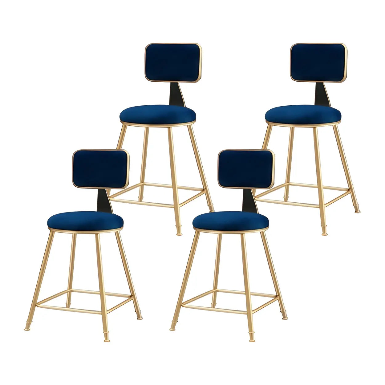 Tabouret de Bar en Velours Luxe avec Dossier et Piètement Métallique Doré – Chaise de Bar Glamour Moderne pour Îlot de Cuisine et Bar à Domicile | Restfield