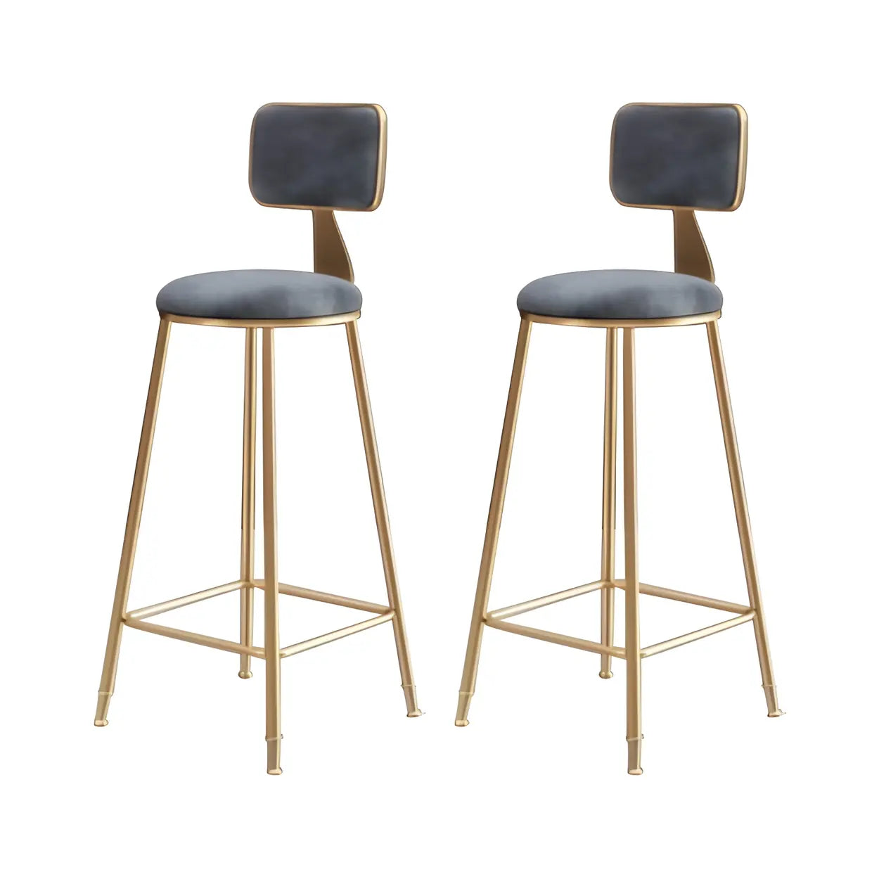 Tabouret de Bar en Velours Luxe avec Dossier et Piètement Métallique Doré – Chaise de Bar Glamour Moderne pour Îlot de Cuisine et Bar à Domicile | Restfield