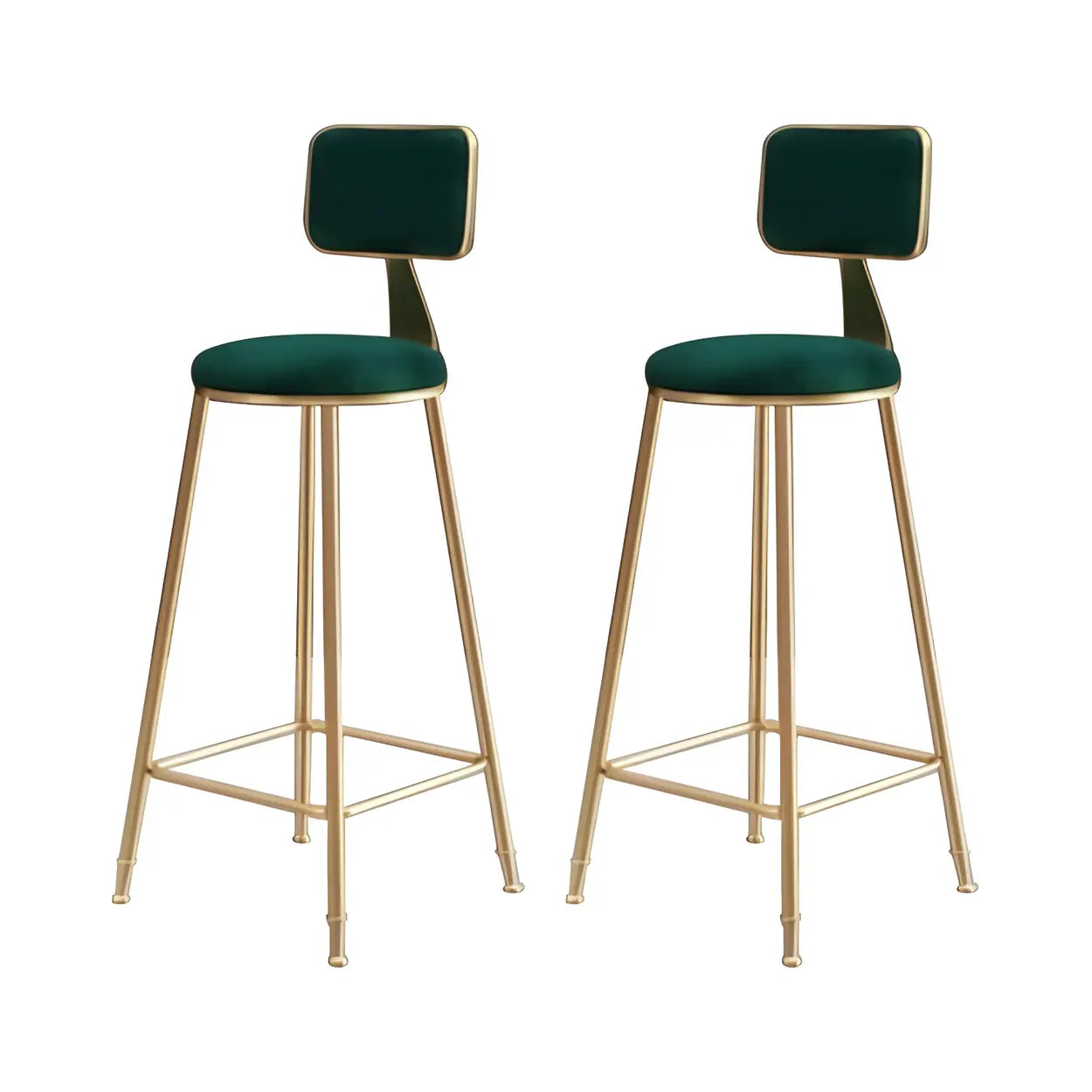 Tabouret de Bar en Velours Luxe avec Dossier et Piètement Métallique Doré – Chaise de Bar Glamour Moderne pour Îlot de Cuisine et Bar à Domicile | Restfield