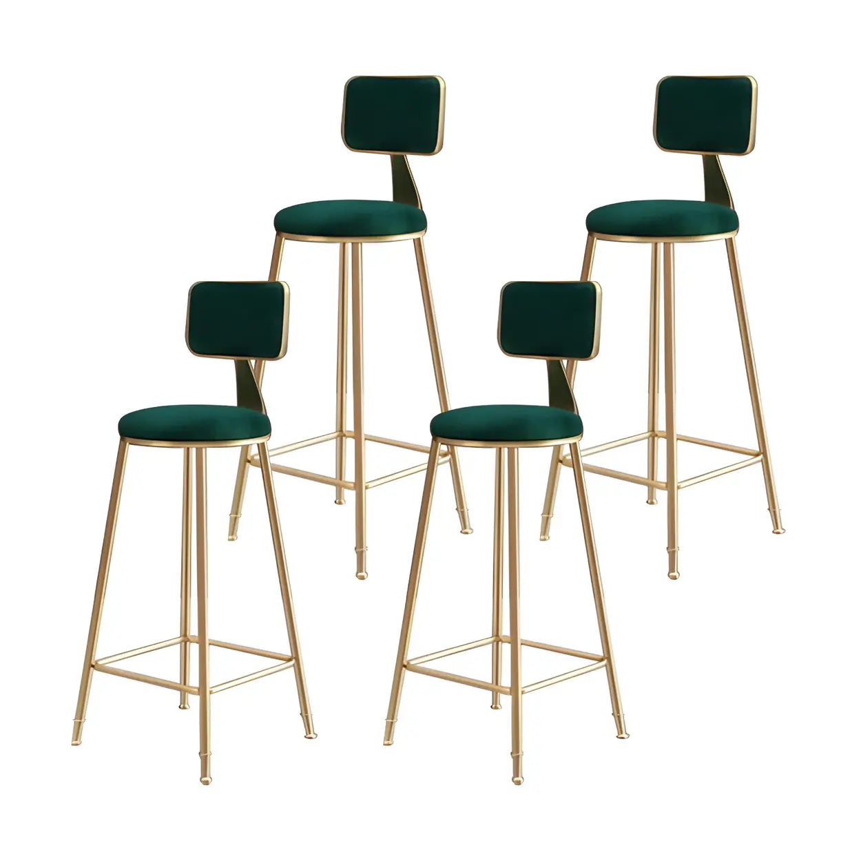 Tabouret de Bar en Velours Luxe avec Dossier et Piètement Métallique Doré – Chaise de Bar Glamour Moderne pour Îlot de Cuisine et Bar à Domicile | Restfield