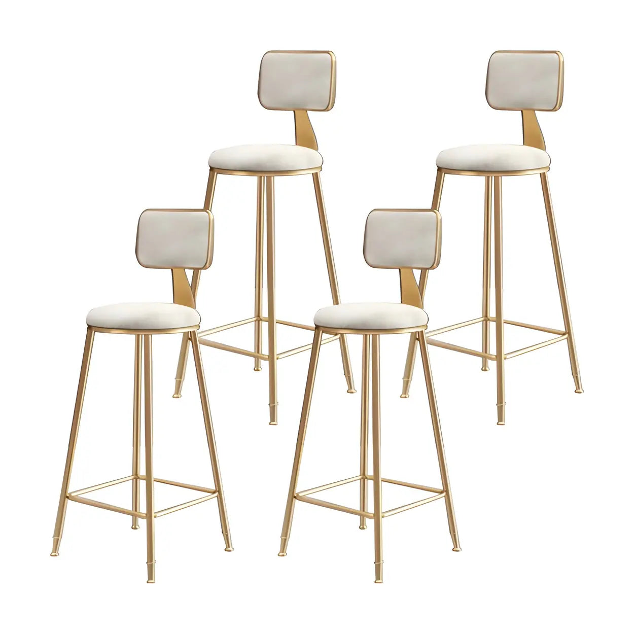 Tabouret de Bar en Velours Luxe avec Dossier et Piètement Métallique Doré – Chaise de Bar Glamour Moderne pour Îlot de Cuisine et Bar à Domicile | Restfield