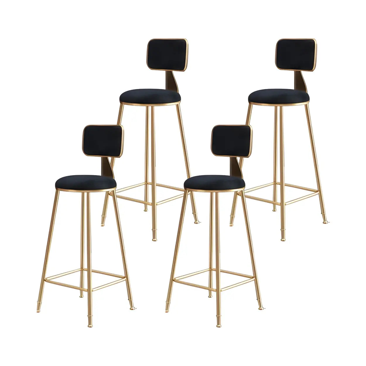 Tabouret de Bar en Velours Luxe avec Dossier et Piètement Métallique Doré – Chaise de Bar Glamour Moderne pour Îlot de Cuisine et Bar à Domicile | Restfield