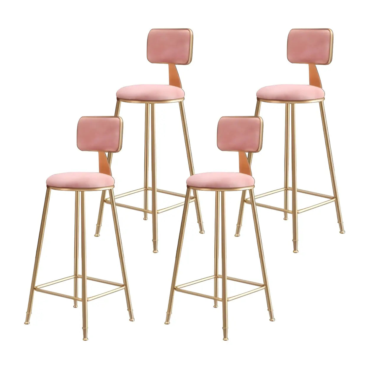 Tabouret de Bar en Velours Luxe avec Dossier et Piètement Métallique Doré – Chaise de Bar Glamour Moderne pour Îlot de Cuisine et Bar à Domicile | Restfield