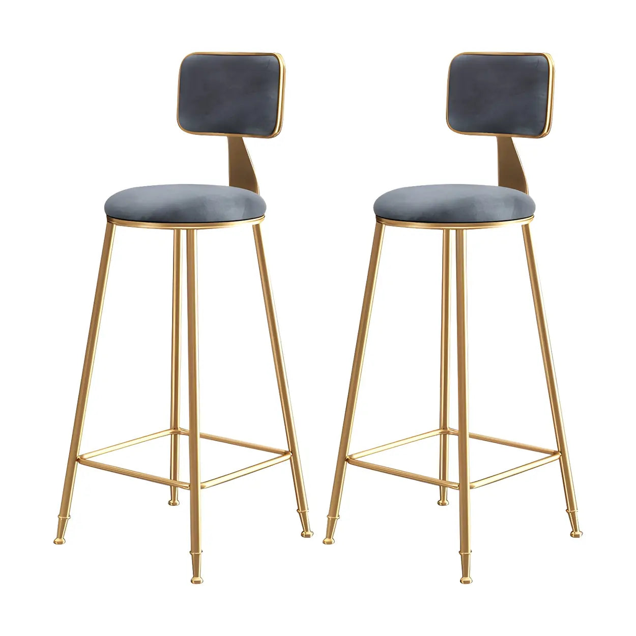 Tabouret de Bar en Velours Luxe avec Dossier et Piètement Métallique Doré – Chaise de Bar Glamour Moderne pour Îlot de Cuisine et Bar à Domicile | Restfield