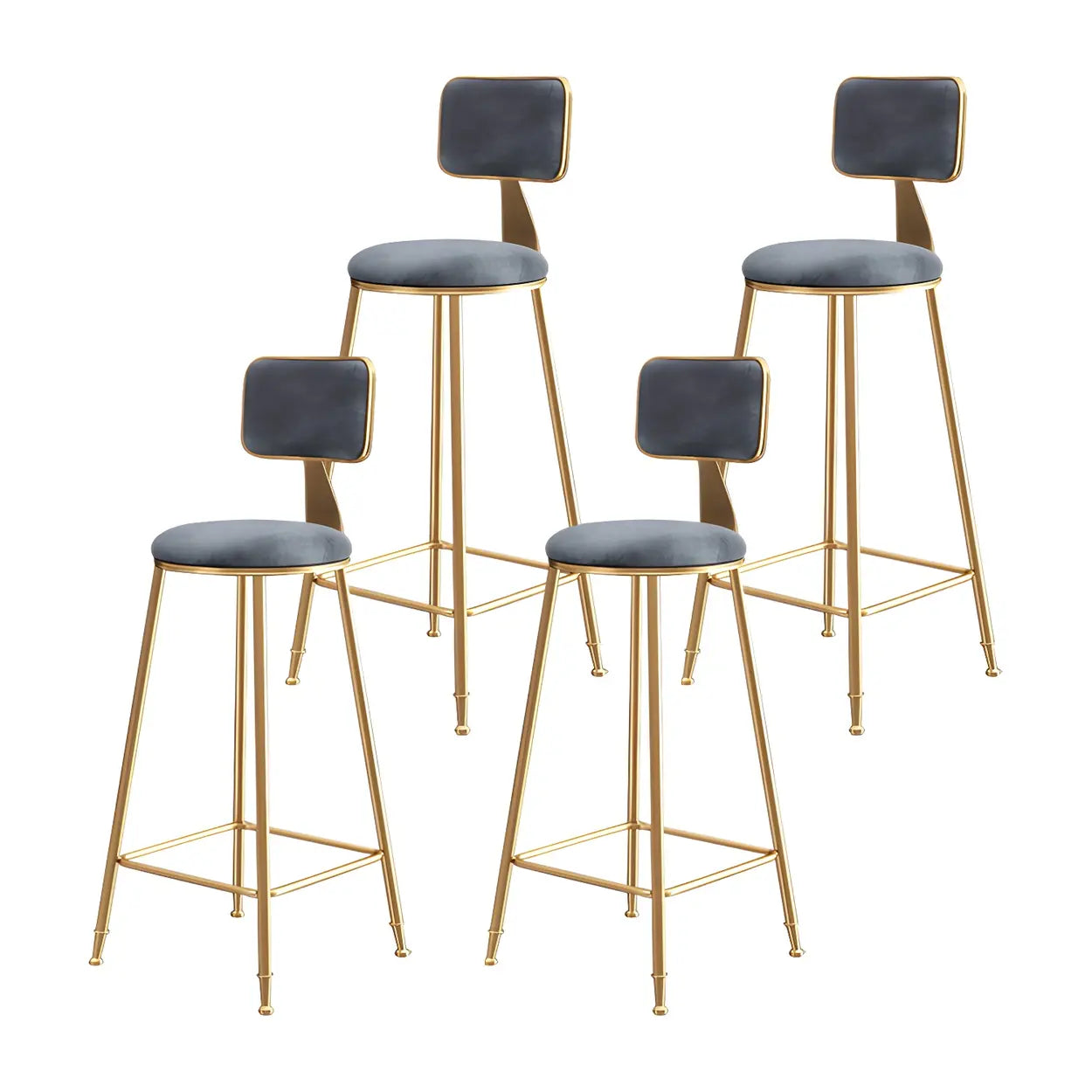Tabouret de Bar en Velours Luxe avec Dossier et Piètement Métallique Doré – Chaise de Bar Glamour Moderne pour Îlot de Cuisine et Bar à Domicile | Restfield