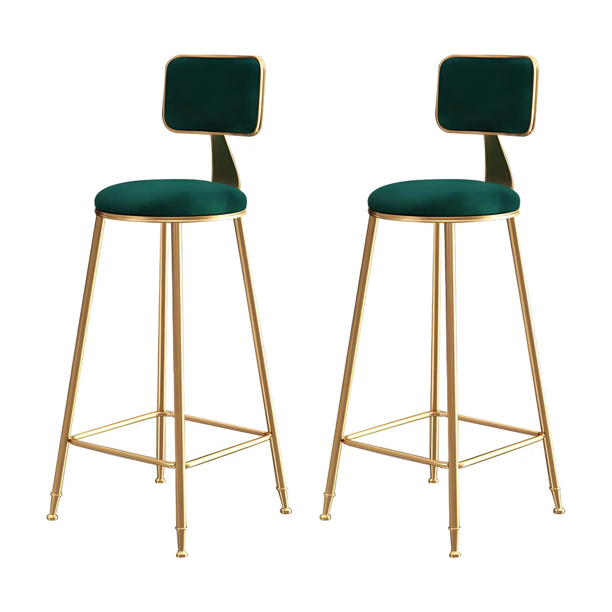 Tabouret de Bar en Velours Luxe avec Dossier et Piètement Métallique Doré – Chaise de Bar Glamour Moderne pour Îlot de Cuisine et Bar à Domicile | Restfield