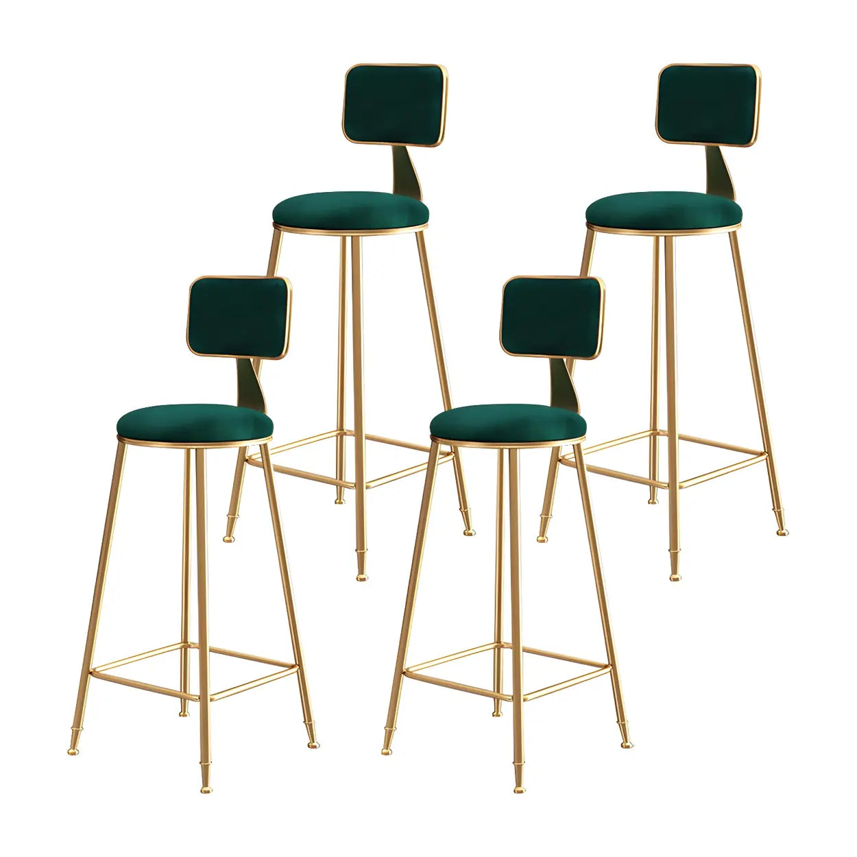 Tabouret de Bar en Velours Luxe avec Dossier et Piètement Métallique Doré – Chaise de Bar Glamour Moderne pour Îlot de Cuisine et Bar à Domicile | Restfield