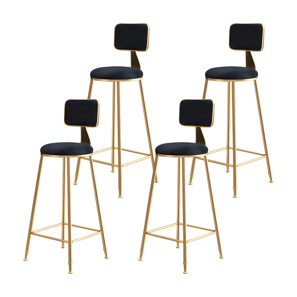 Tabouret de Bar en Velours Luxe avec Dossier et Piètement Métallique Doré – Chaise de Bar Glamour Moderne pour Îlot de Cuisine et Bar à Domicile | Restfield